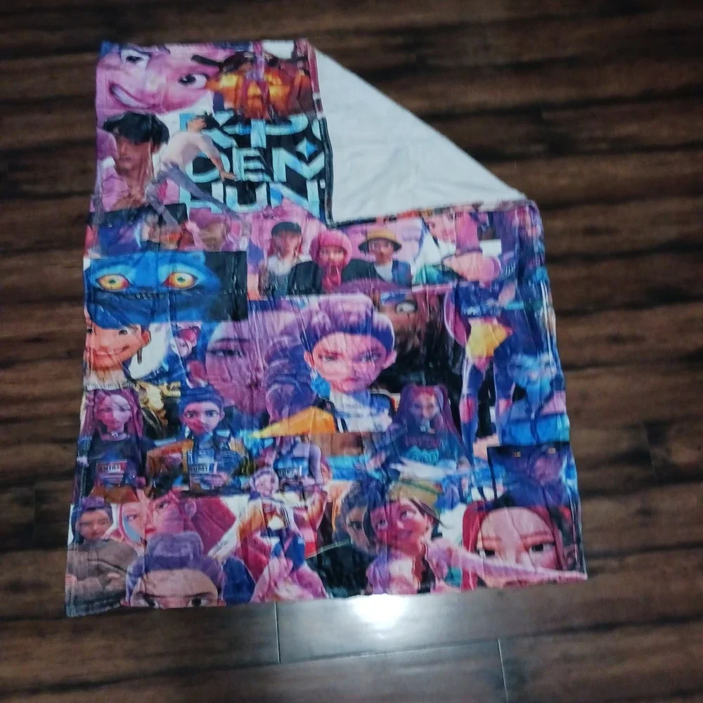 K-Pop Demon Hunters Netflix Animated Movie Collage Fleece Throw Blanket 50x40
